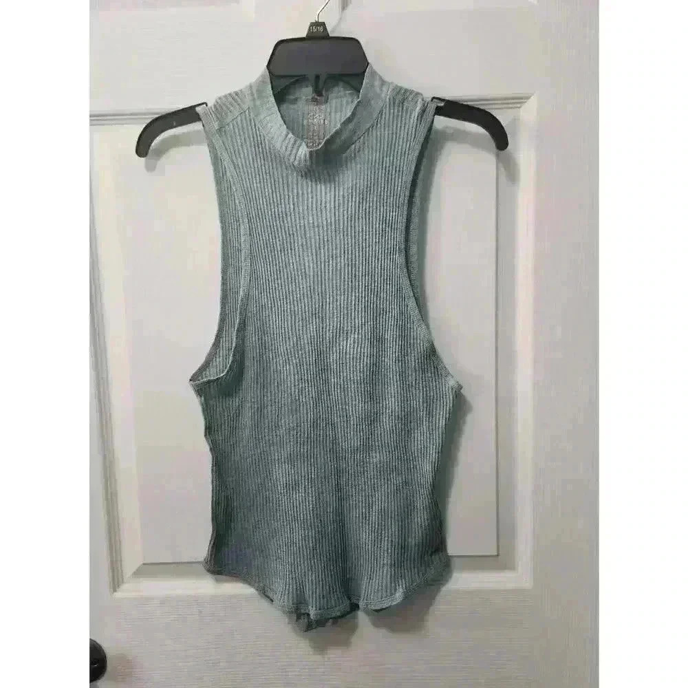 PRANA Ribbed Tank Top in Light Blue/Green - L